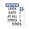 Signmission Lock Gate At All Times, 10 in W x Rectangle, Plastic OS-2PACK-NS-P-1014-V-14028 - alternate 1